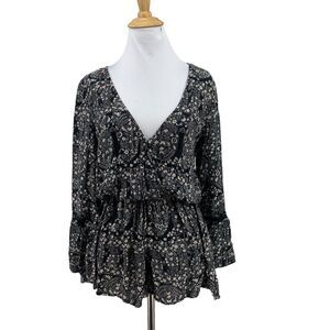 American Eagle Outfitters Romper 2XS XXS Princess Sleeves Cinch Waist Floral